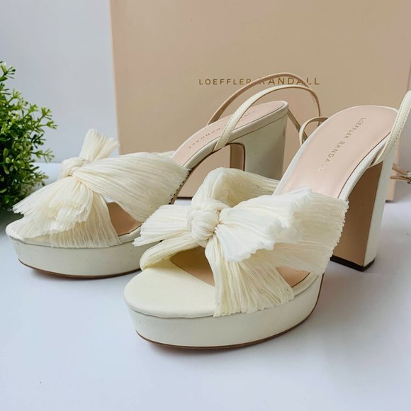 Loeffler Randall Natalia Platform Bow Heel Sz 9B Pearl White - Picture 4 of 16
